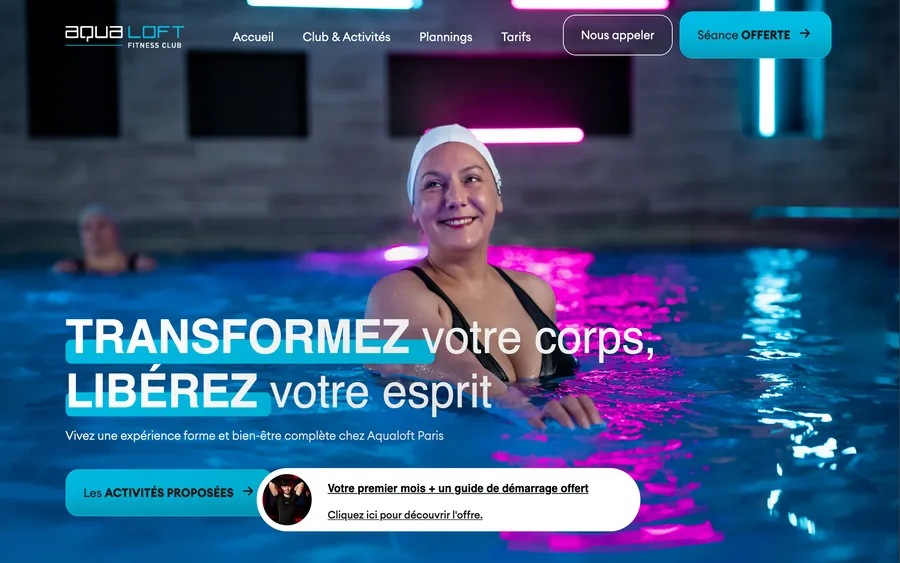 Aqualoft, page d'accueil