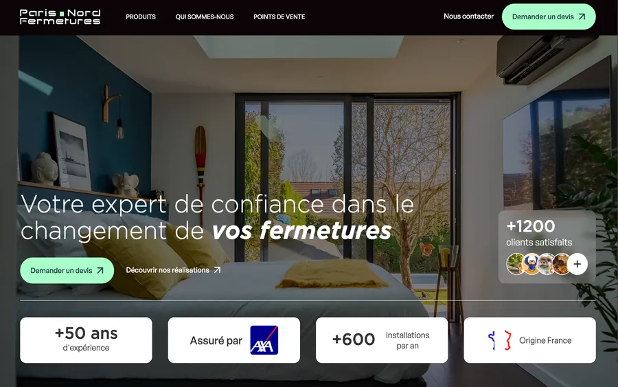 Paris Nord Fermetures, page d'accueil