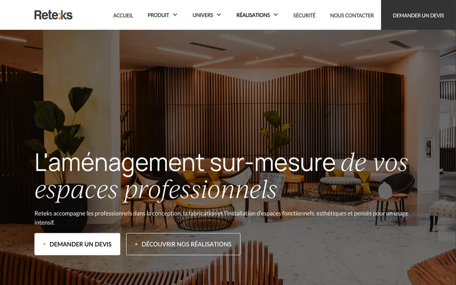 Reteks, page d'accueil