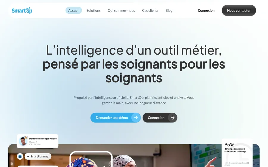 SmartOp, page d'accueil